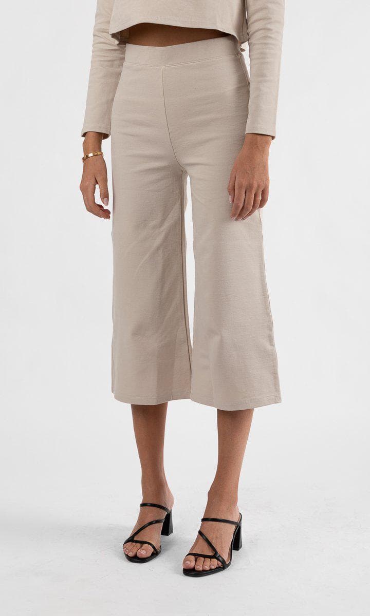 Acapella Ropa Women Pants Pantalón Cropped Trousers Oatmel