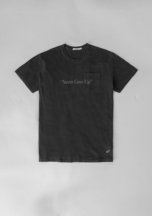 Never Give Up Tee - Washed Black