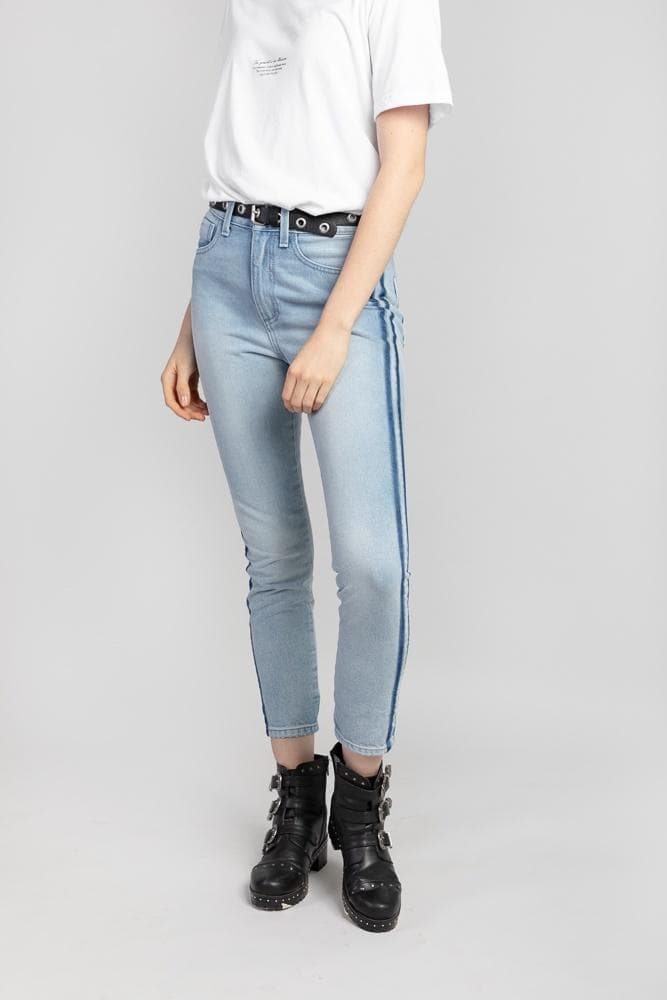 Acapella Ropa Women Denim Pantal√≥n Striped Skinny Vintage Light