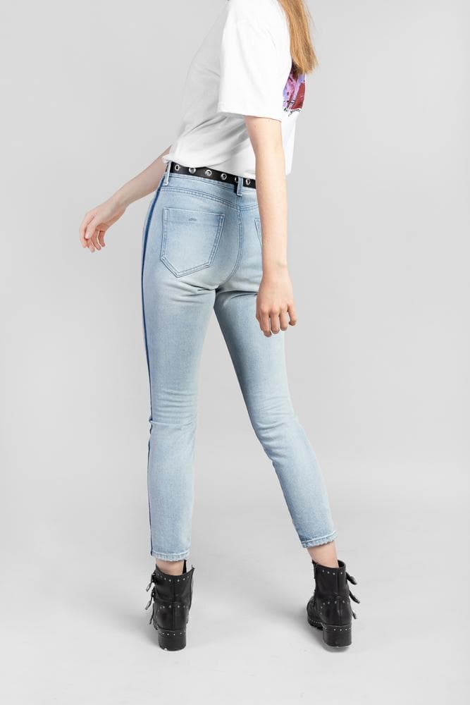 Acapella Ropa Women Denim Pantal√≥n Striped Skinny Vintage Light