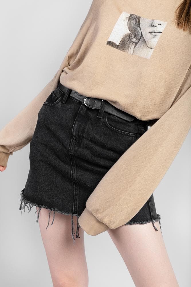 Acapella Ropa Women Skirts Falda Denim Mini Skirt Black