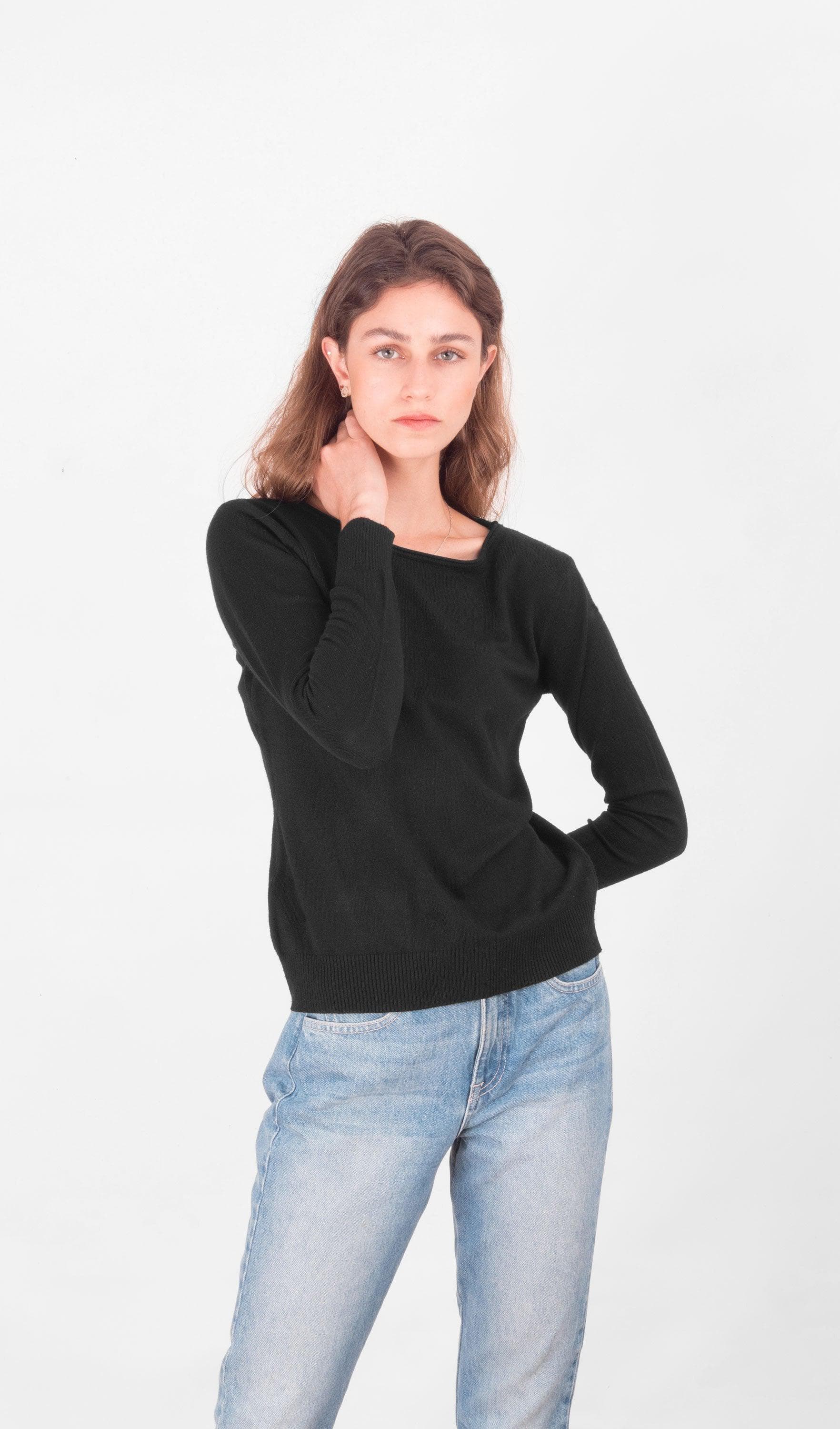 Acapella Ropa Women Sweaters Sueter Knitted Sweater - Black