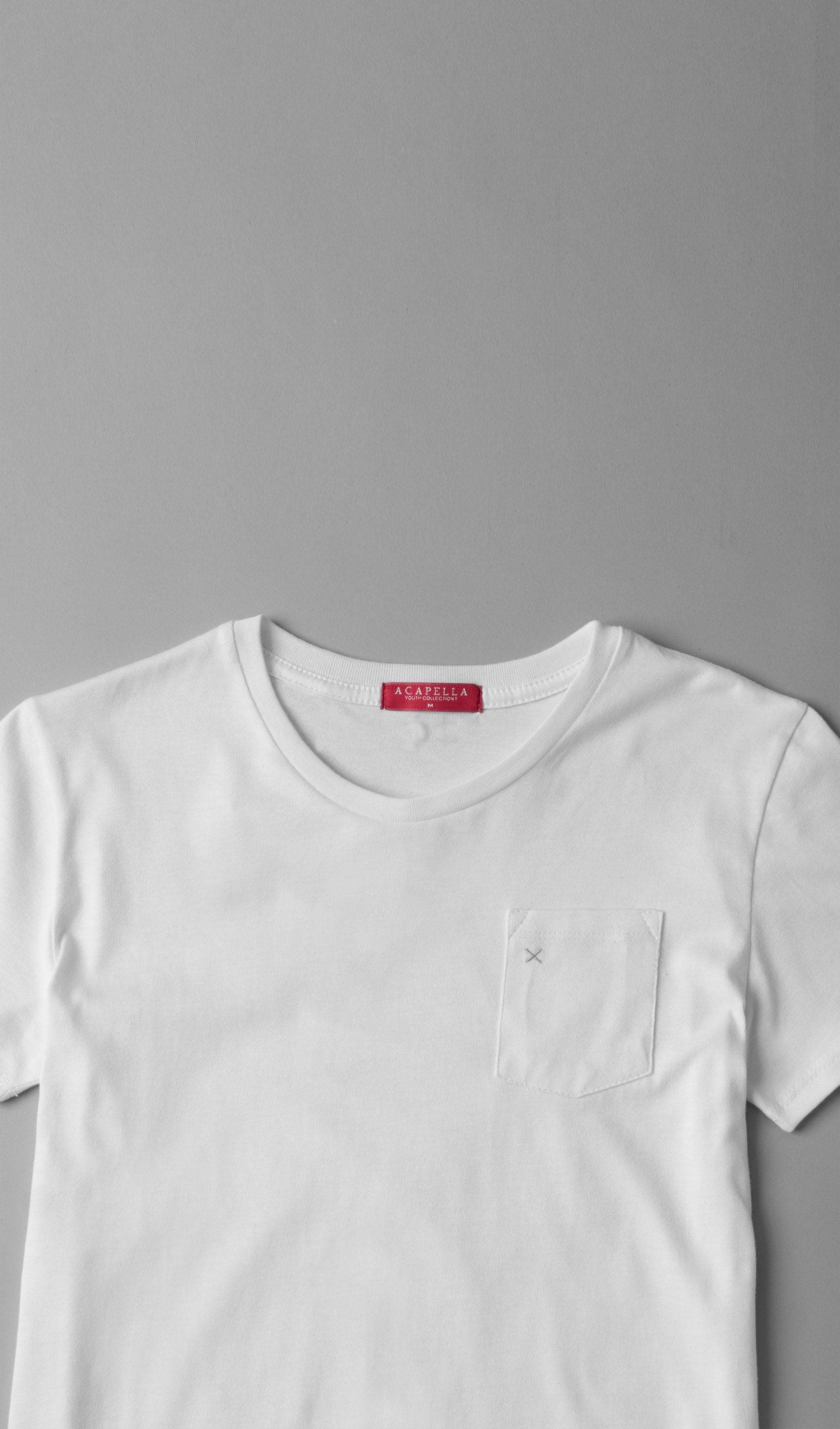 Acapella Ropa Youth Basics Playera X Pocket Classic Tee Youth - White