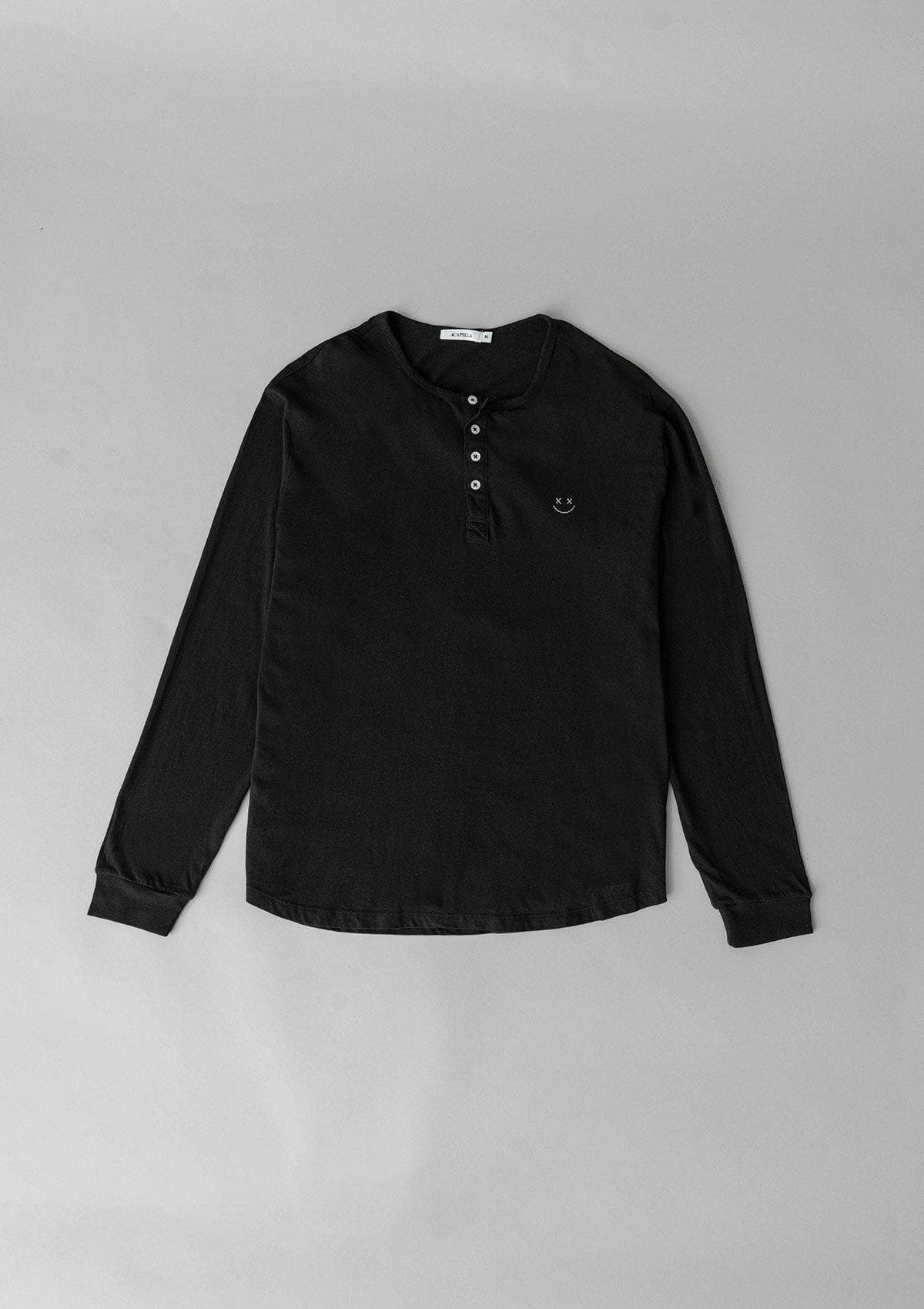 Acapella Smiley LS Henley - Black
