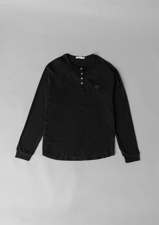 Acapella Smiley LS Henley - Black
