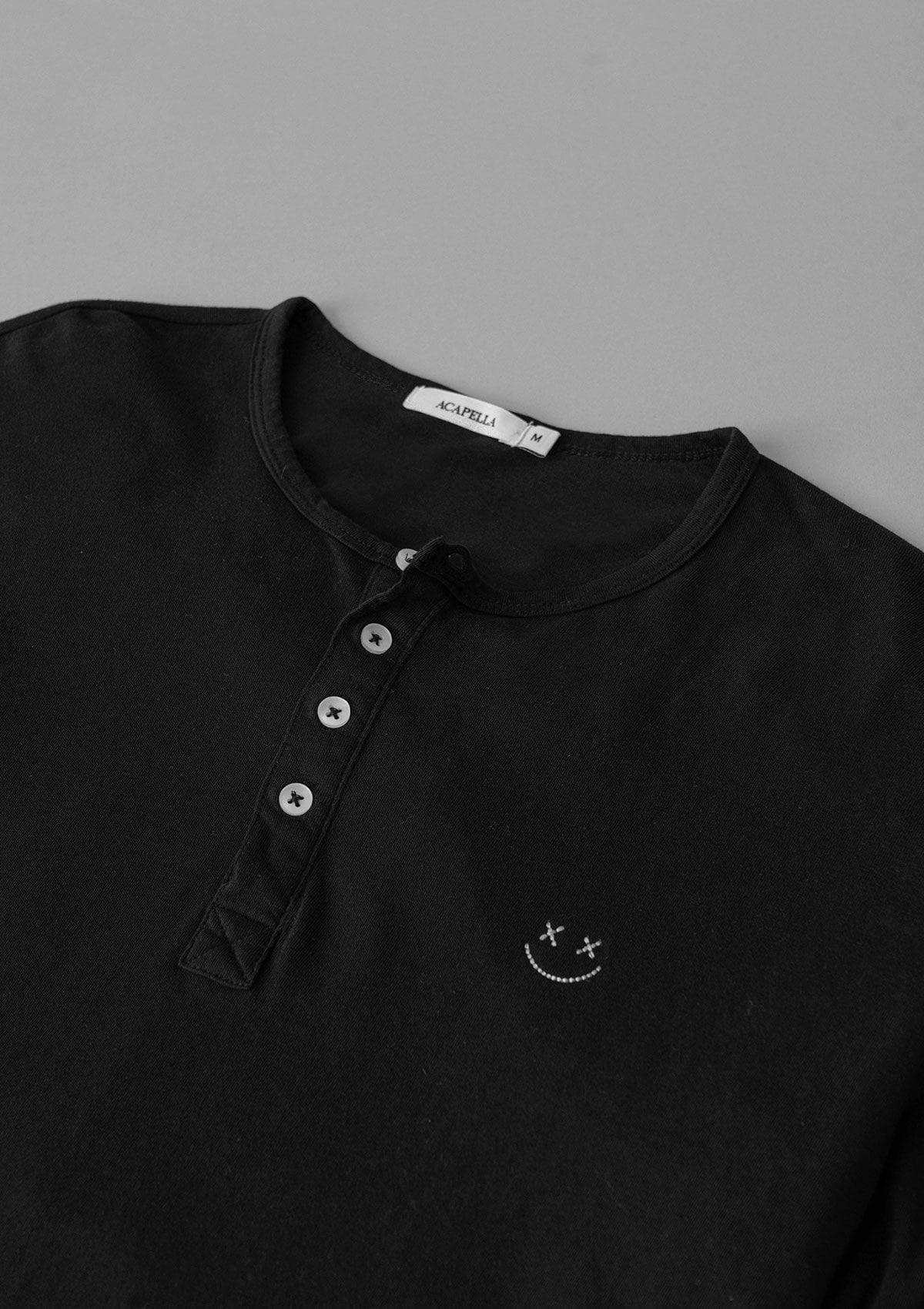 Acapella Smiley LS Henley - Black